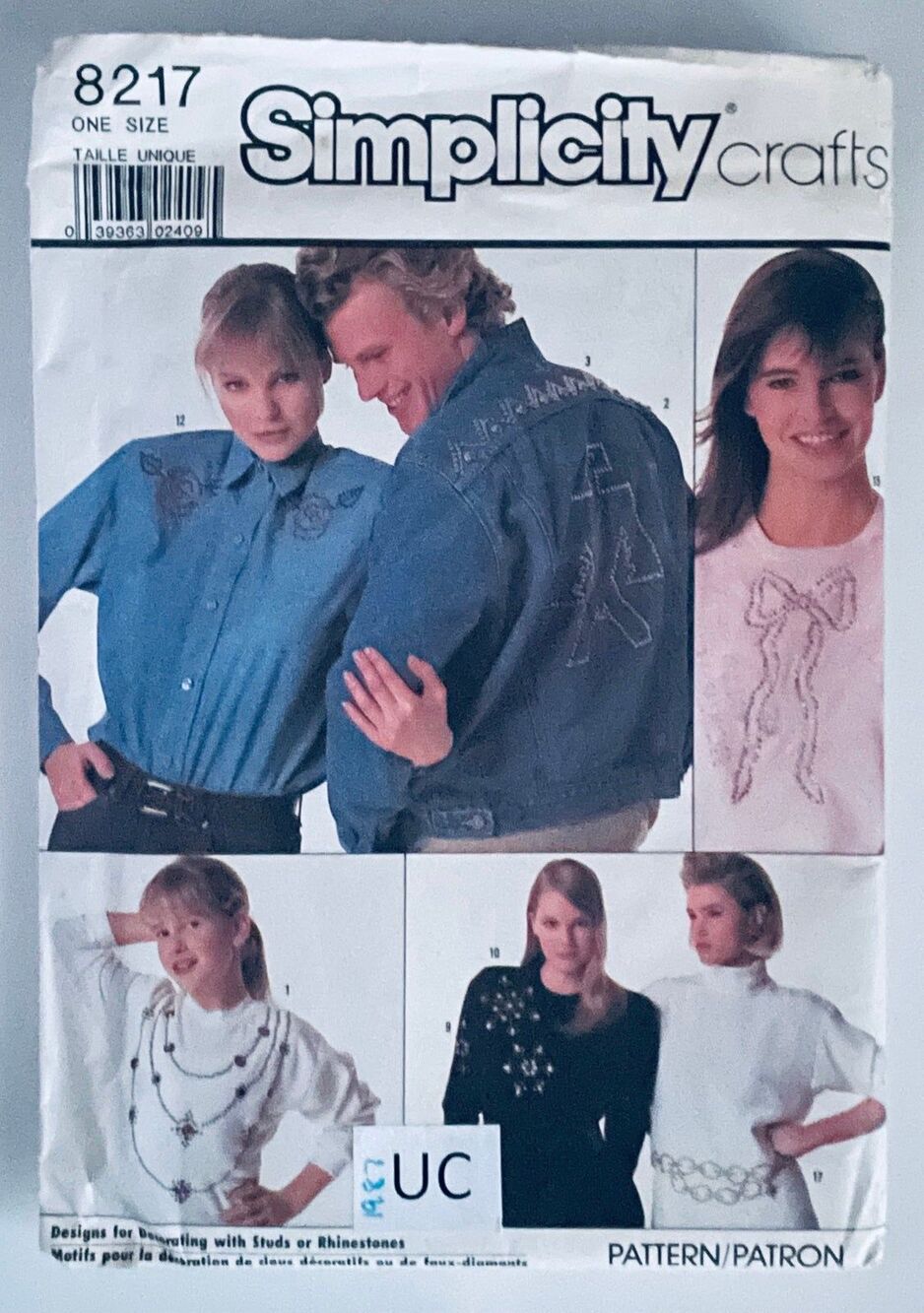 Vtg 80s Simplicity 8217 Western Cowboy Bling Decorating Studs Rhinestones Uncut